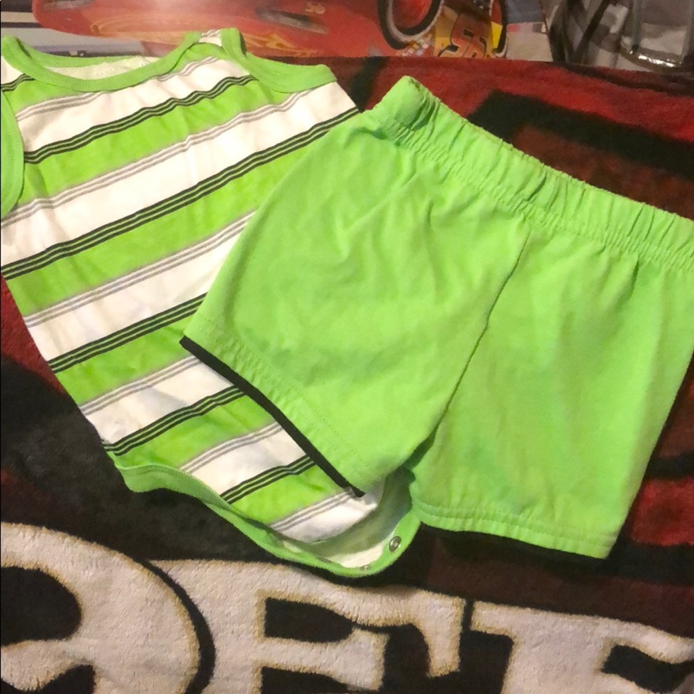 3-6 months boy tank top onesie and shorts